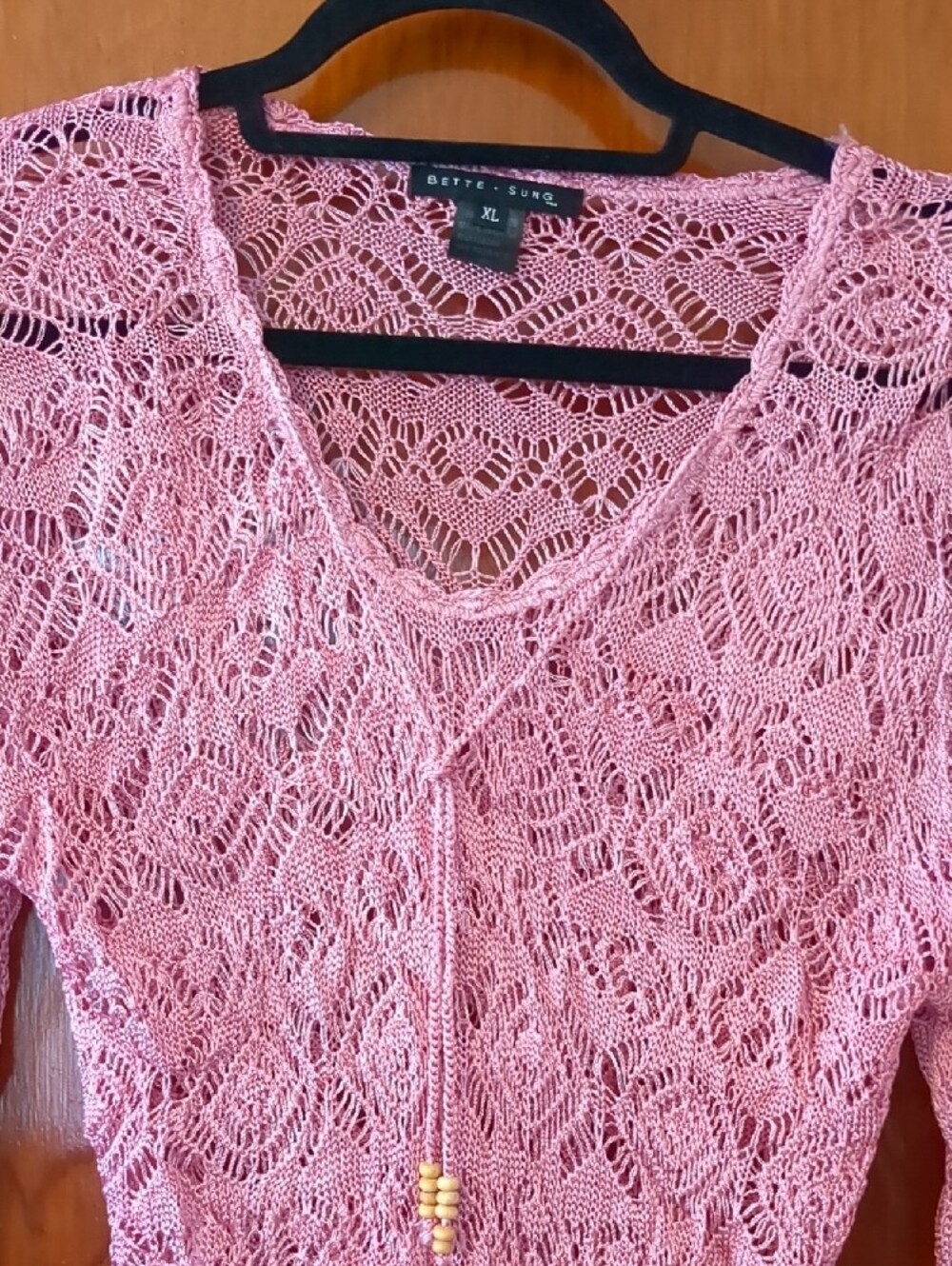 Pink Crochet Knit Long-Sleeve Top - Picture 3 of 3